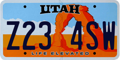 UT license plate Z234SW
