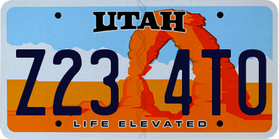 UT license plate Z234TO