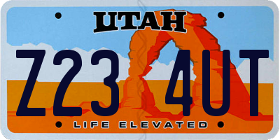 UT license plate Z234UT