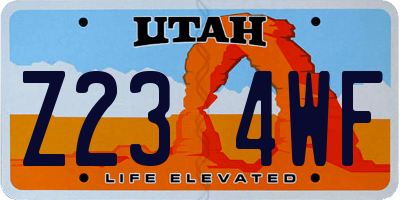 UT license plate Z234WF