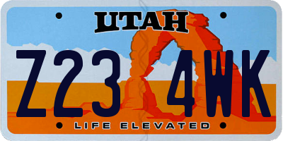 UT license plate Z234WK