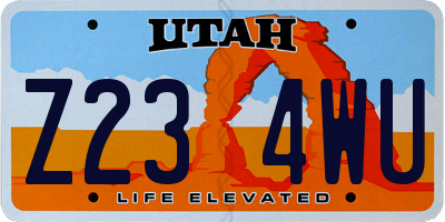 UT license plate Z234WU
