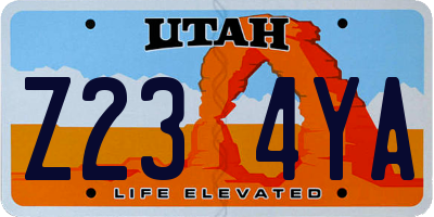UT license plate Z234YA