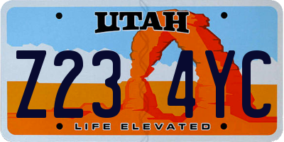 UT license plate Z234YC