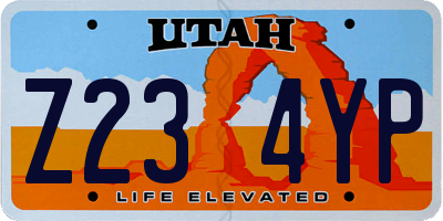 UT license plate Z234YP