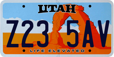 UT license plate Z235AV
