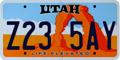UT license plate Z235AY