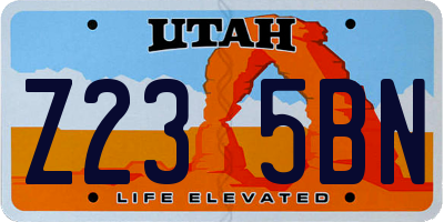 UT license plate Z235BN