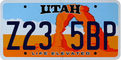UT license plate Z235BP