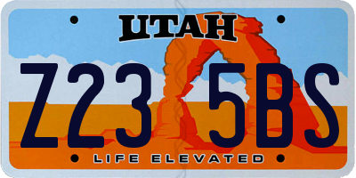 UT license plate Z235BS