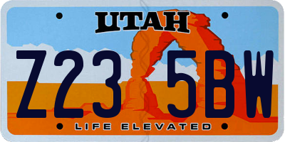 UT license plate Z235BW