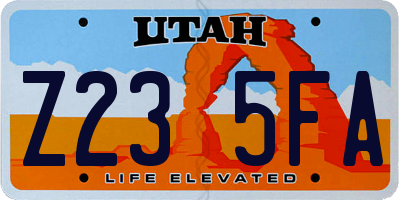 UT license plate Z235FA