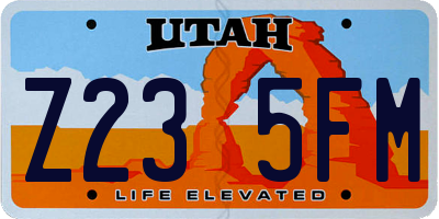 UT license plate Z235FM