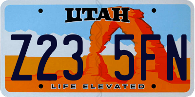 UT license plate Z235FN