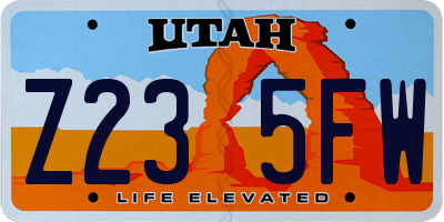 UT license plate Z235FW