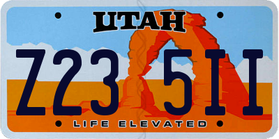 UT license plate Z235II