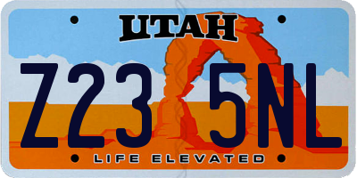 UT license plate Z235NL