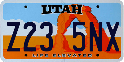 UT license plate Z235NX