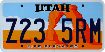 UT license plate Z235RM