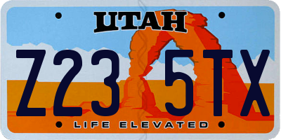 UT license plate Z235TX