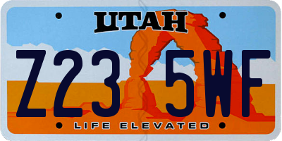 UT license plate Z235WF