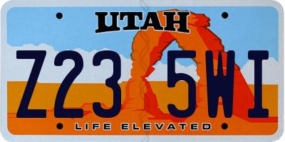 UT license plate Z235WI