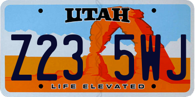 UT license plate Z235WJ