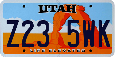 UT license plate Z235WK