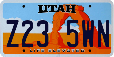 UT license plate Z235WN