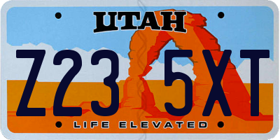 UT license plate Z235XT