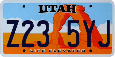 UT license plate Z235YJ