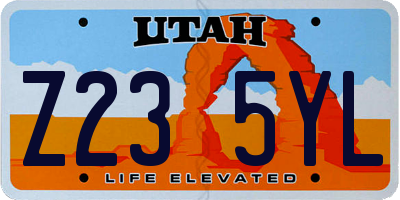 UT license plate Z235YL