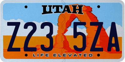 UT license plate Z235ZA