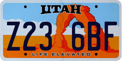UT license plate Z236BF