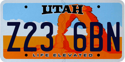 UT license plate Z236BN