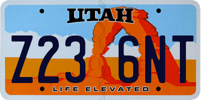 UT license plate Z236NT