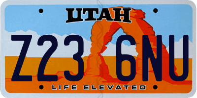 UT license plate Z236NU