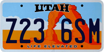 UT license plate Z236SM