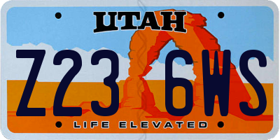 UT license plate Z236WS