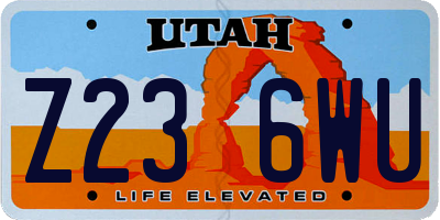 UT license plate Z236WU