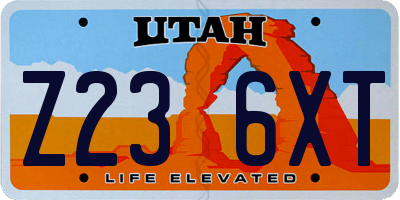 UT license plate Z236XT