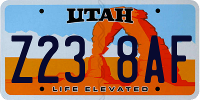 UT license plate Z238AF