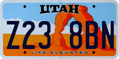 UT license plate Z238BN