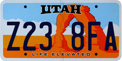 UT license plate Z238FA