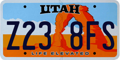 UT license plate Z238FS
