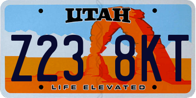 UT license plate Z238KT