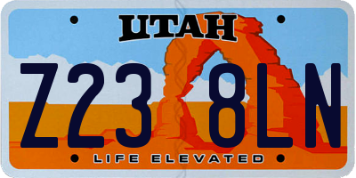 UT license plate Z238LN