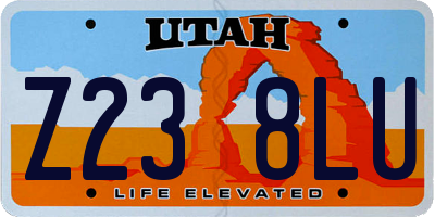 UT license plate Z238LU
