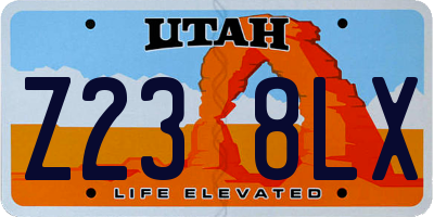 UT license plate Z238LX