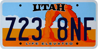 UT license plate Z238NF